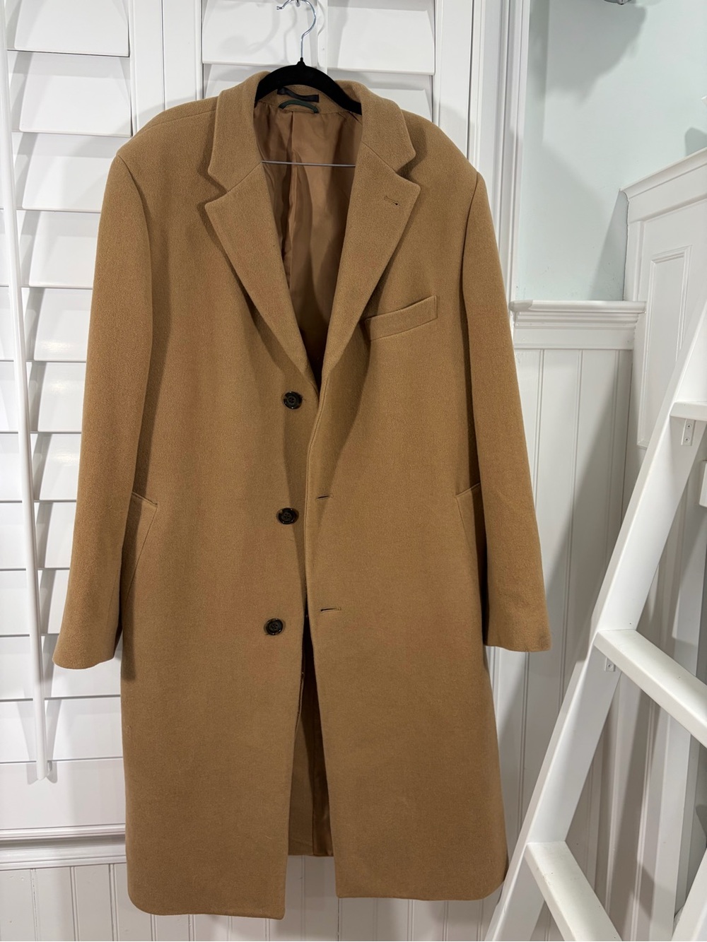 LRL Wool Camel Long Overcoat (44R) - Picture 3 of 8